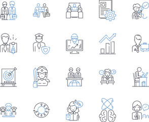 Technical skills line icons collection. Programming, Nerking, Troubleshooting, Cybersecurity, Cloud computing, Analytics, Automation vector and linear illustration. Database Generative AI
