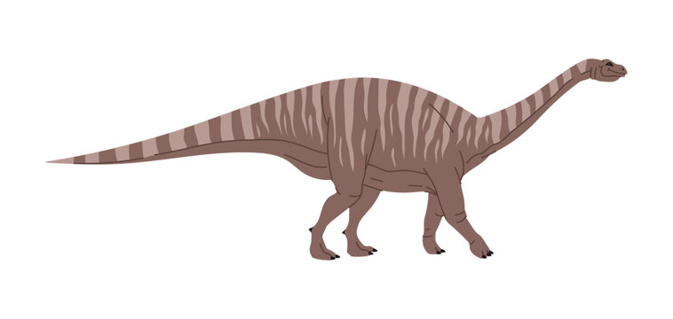 Melanorosaurus basal sauropodomorph dinosaur. Cartoon striped dino prehistoric funny comic animal. Vector vertebrae of Spinosaurus, spine lizard
