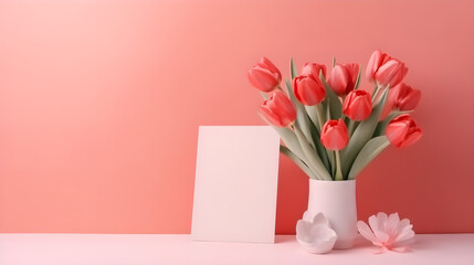 Mother's day mockup bouquet of tulips