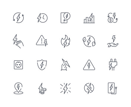 Energy related outline icons set