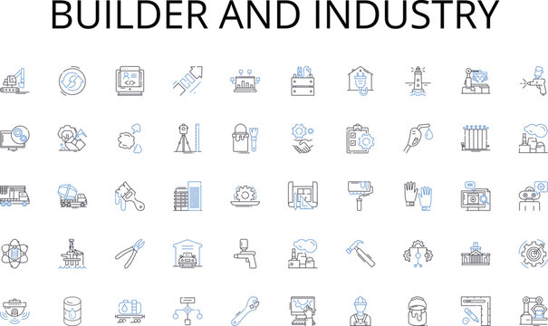 Builder and industry line icons collection. Express, Same-day, Next-day, Standard, Fast, Slow, Urgent vector and linear illustration. Courteous,Reliable,Timely outline signs set Generative AI