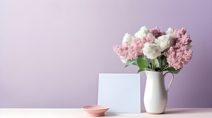 Mother's day mockup pink flowers in a vase