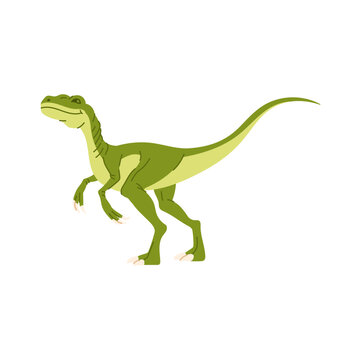 Tyrannosaurus T-rex isolated green cartoon dinosaur. Vector dino T-rex, theropod extinct animal, theropod dinosaur, tyrant lizard personage