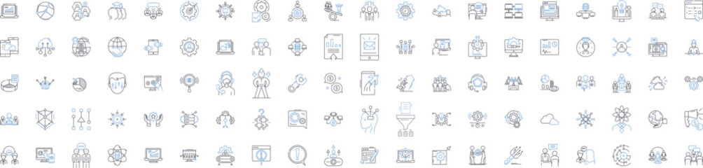 Communication line icons collection. Connection, Dialogue, Exchange, Expression, Interaction, Contact, Disclosure vector and linear illustration. Correspondence,Transmission,Transmission Generative AI
