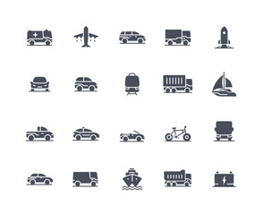 Transport icons black set