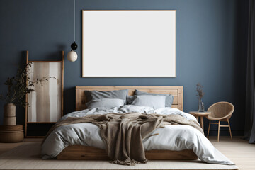 modern bedroom, poster mockup, 