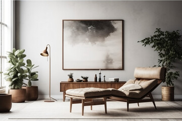 modern living room, poster mockup, 