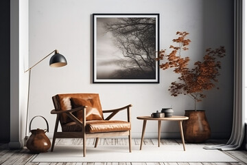modern living room, poster mockup
