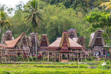 traditional houses of tana toraja in londa village, indonesia