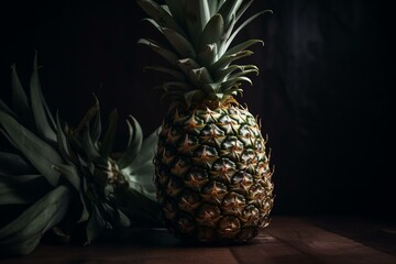Pineapple in a meditative pose. Generative AI