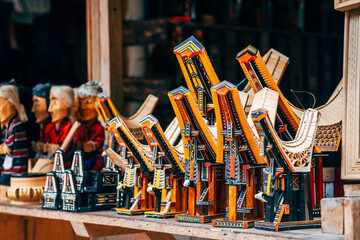 traditional tongkonan houses are exposed in a market stall