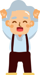 Old person feeling happy png graphic clipart design