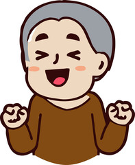 Old person feeling happy png graphic clipart design