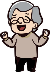 Old person feeling happy png graphic clipart design