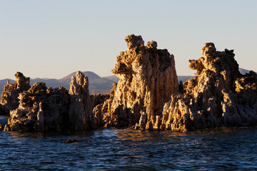 Tufa Rock Formation Mono Lake Califoria With Blue Sky