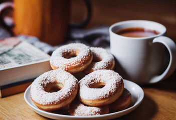 Delicious Apple donuts created with Generative AI technology
