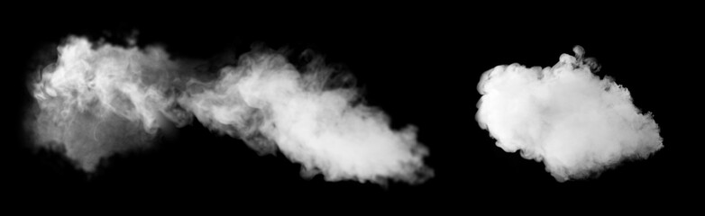 Collection of white smoke on black background