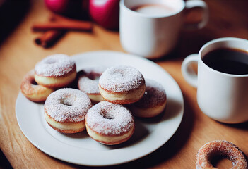 Vegan apple cinnamon donuts created with Generative AI technology
