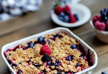 vegan crumble berry cake created with Generative AI technology