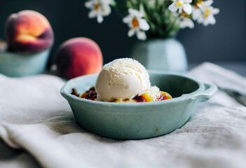 Vegan Peach Ice Cream created with Generative AI technology