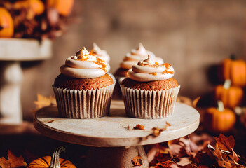 Delicious Pumpkin Cupcake created with Generative AI technology