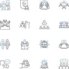 Nerking line icons collection. Nerking, Connections, Collaboration, Professionalism, Engagement, Growth, Community vector and linear illustration. Opportunities,Interaction,Communication Generative AI