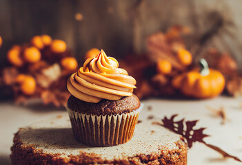 Pumpkin Cupcake created with Generative AI technology