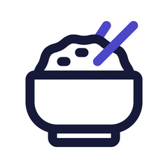 rice bowl line color icon
