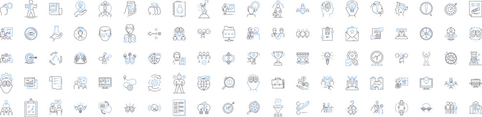 Business labor line icons collection. Employment, Workforce, Union, Contract, Career, Profession, Job vector and linear illustration. Human resources,Productivity,Management outline Generative AI
