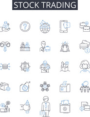 Stock trading line icons collection. Forex trading, Mutual funds, Commodity trading, Investment banking, Share dealing, Day trading, Portfolio management vector and linear illustration. Generative AI