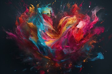 Abstract colorful heart painting for Valentine's Day background. Generative AI