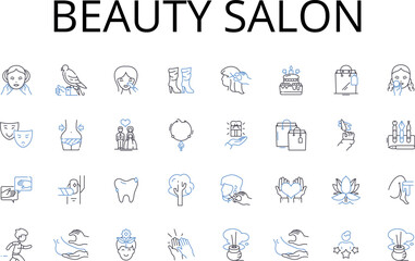 Beauty salon line icons collection. Hair salon, Nail salon, Day spa, Tanning salon, Barber shop, Eye salon, Facial spa vector and linear illustration. Body salon,Skin clinic,Beauty Generative AI