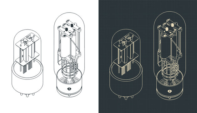 Vacuum tubes isometric blueprints