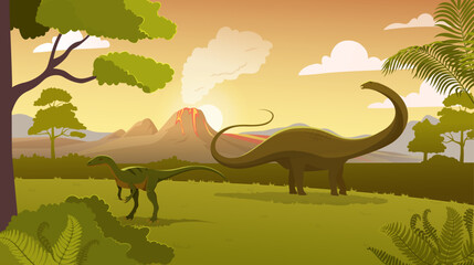 Landscape with dinosaurs © Aleksey