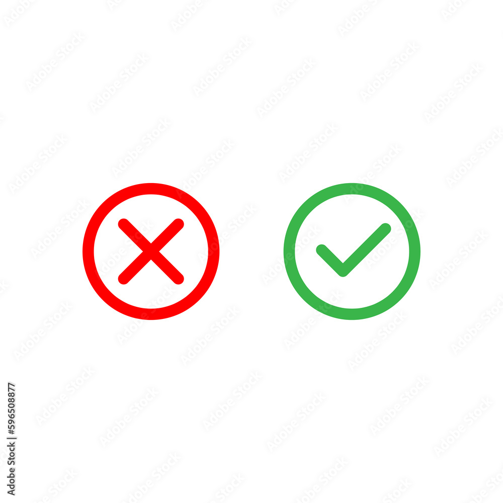 Poster cross and check mark symbol icon vector illustration on white background..eps