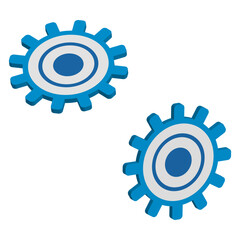 Blue gears in flat style. Teamwork concept. Vector illustration.