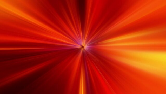 Abstract loop yellow orange red  radial flicker shine rays with center flare light background. 4K 3D fractals seamless loop infinite complex glowing radial light streaks 