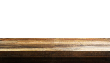 empty wooden table for various uses with transparent PNG background - easy modification
