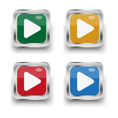 colored arrow buttons. Volumetric square buttons with arrows. Vector illustration.
