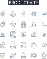 Productivity line icons collection. Leadership, Command, Executive, Authority, Power, Management, Decision-making vector and linear illustration. Rank,Hierarchy,Strategy outline signs Generative AI