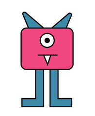 Pink rectangular monster