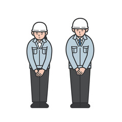 お詫びする作業員のイラスト