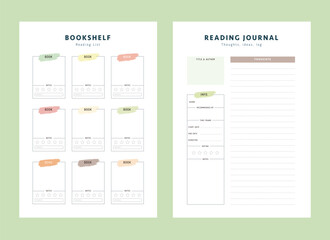 Bookshelf and Reading Journal planner.