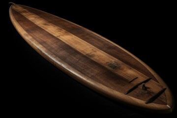 Isolated vintage wooden surfboard with retro style and clipping path. Cool collection of 1. Generative AI