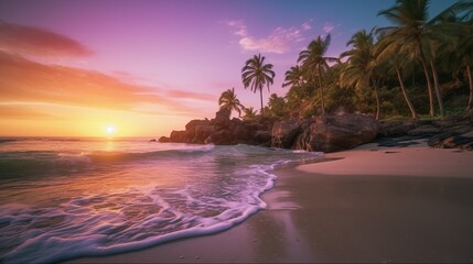 Fototapeta na wymiar A stunningly realistic beach scene. AI generative