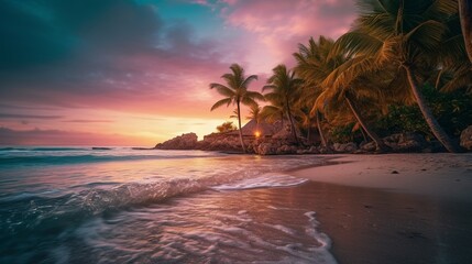 A stunningly realistic beach scene. AI generative