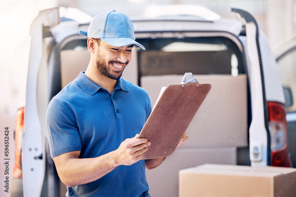 Poster give without any reward. shot of a man delivering a package outside.