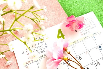 4月カレンダー　桜の色