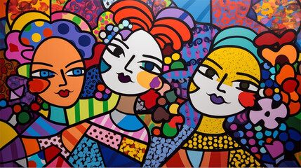 Pintura moderna colorida criada por IA