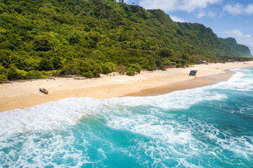 Aerial view of Nunggalan beach in Bali, Indonesia